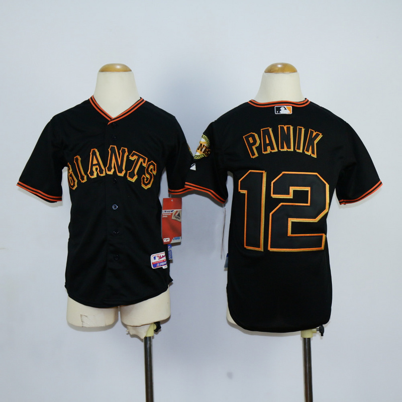 Youth San Francisco Giants #12 Panik Black MLB Jerseys->women mlb jersey->Women Jersey